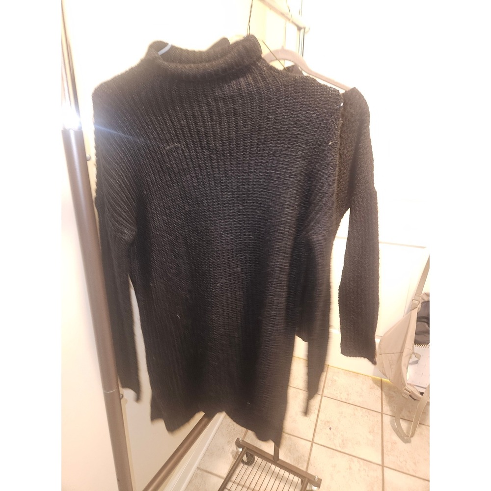 Trouve Womens Black Textured Chunky Knit Turtleneck Sweater Size Small